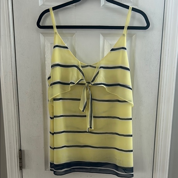 CAbi Tops - Butter Yellow/Navy Cabi Striped Women's Tank
